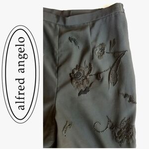 Floral Embroidered Beaded Chiffon Dress Pant
